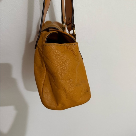 Vintage Y2K western Orange mustard leather shoulder bag baguette style purse - Picture 13 of 14
